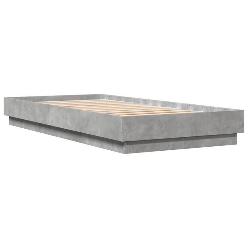 Bed Frame with LED Lights Concrete Grey 90x200 cm