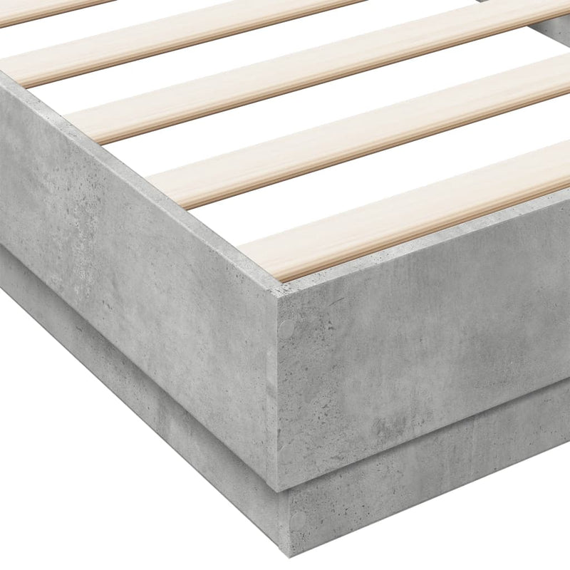 Bed Frame with LED Lights Concrete Grey 90x200 cm