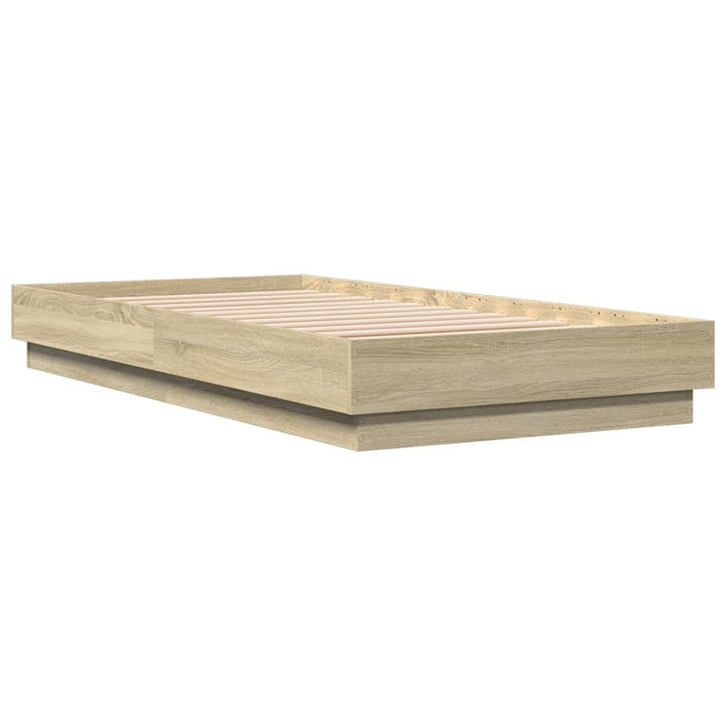 Bed Frame with LED Lights Sonoma Oak 90x190 cm Single