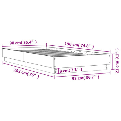 Bed Frame Concrete Grey 90x190 cm Engineered Wood