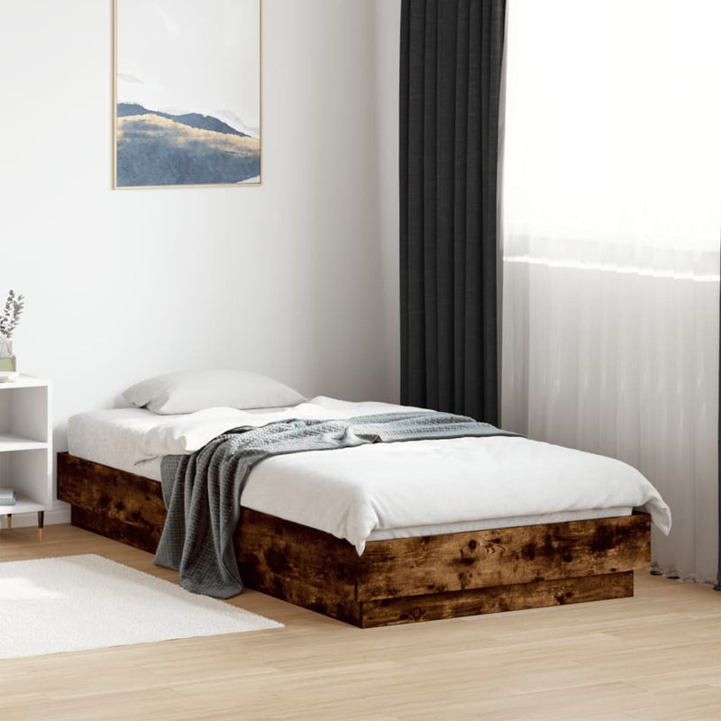 Bed Frame Smoked Oak 90x190 cm Engineered Wood