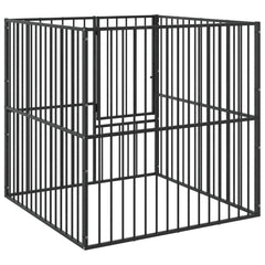 Dog Playpen 4 Panel Black Galvanised Steel 100 cm 100 cm