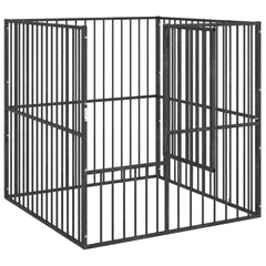 Dog Playpen 4 Panel Black Galvanised Steel 100 cm 100 cm
