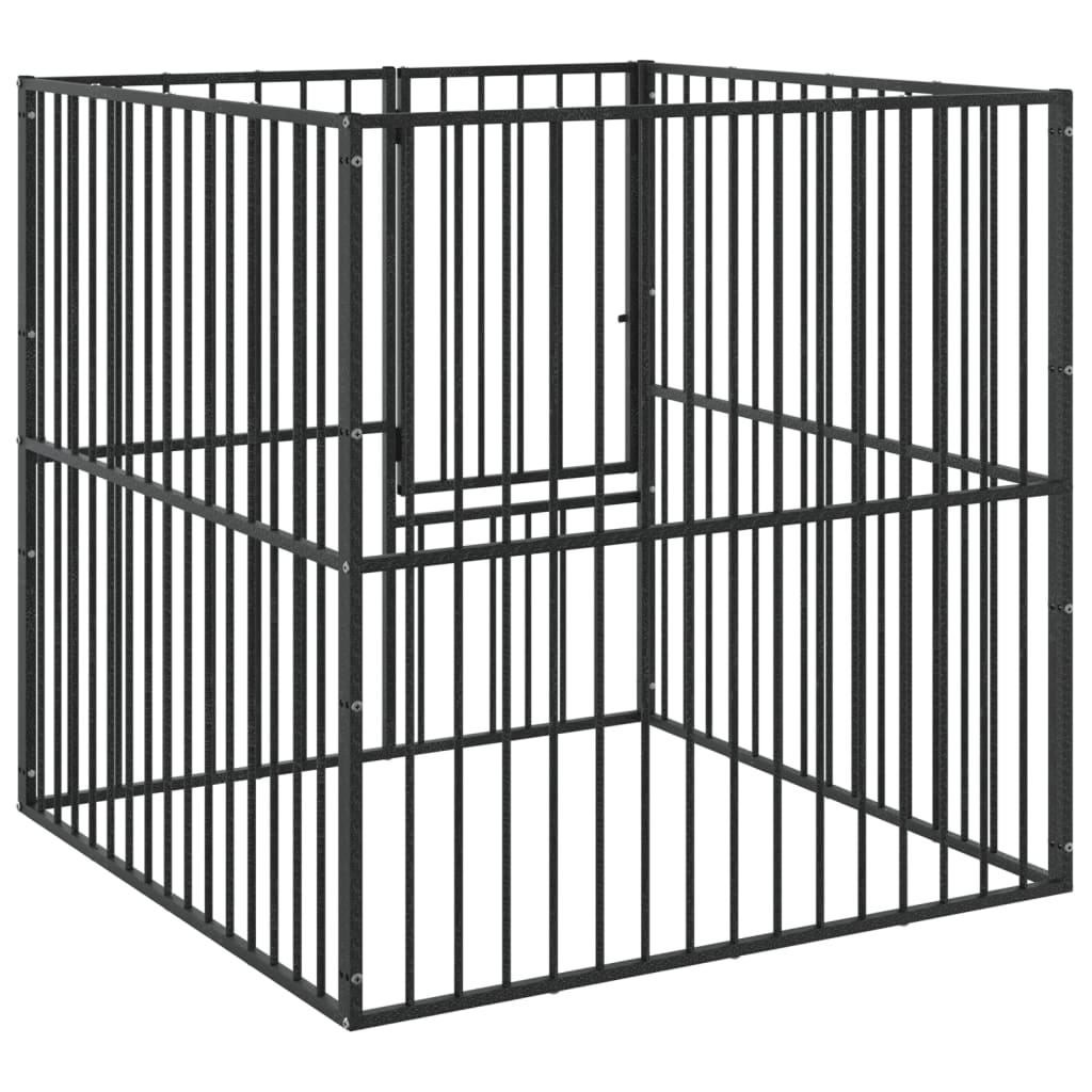 Dog Playpen 4 Panel Black Galvanised Steel 100 cm 100 cm