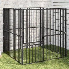 Dog Playpen 4 Panel Black Galvanised Steel 100 cm 100 cm