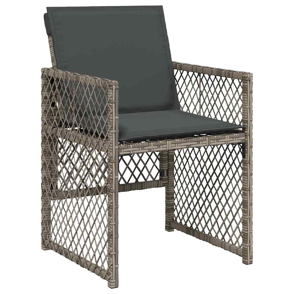 vidaXL 7 Piece Garden Dining Set with Cushions Grey Poly Rattan 4