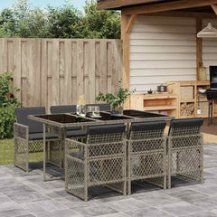 vidaXL 7 Piece Garden Dining Set with Cushions Grey Poly Rattan 1