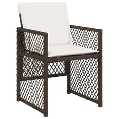 vidaXL 7 Piece Garden Dining Set with Cushions Brown Poly Rattan 4