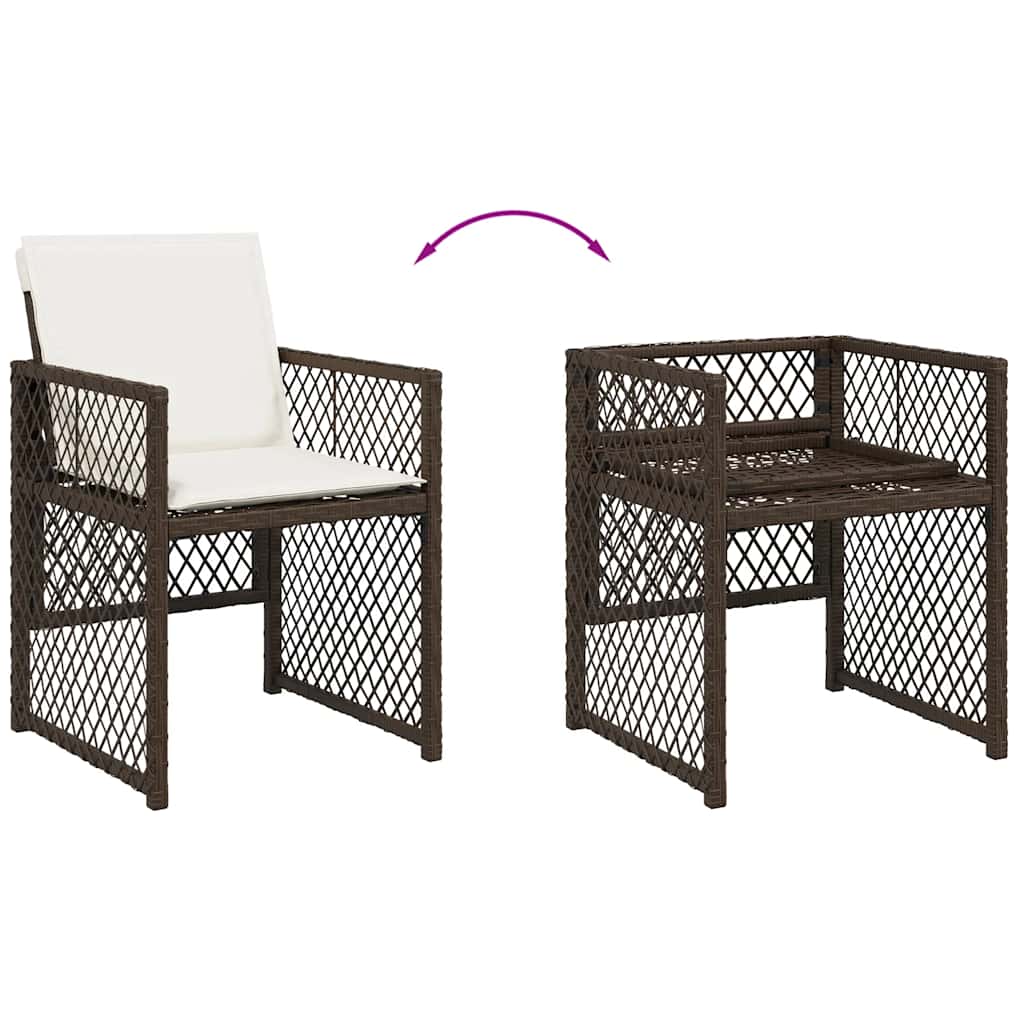 vidaXL 7 Piece Garden Dining Set with Cushions Brown Poly Rattan 6