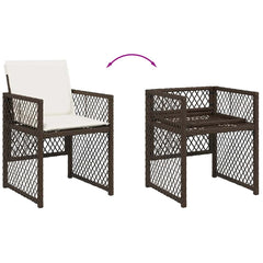 vidaXL 7 Piece Garden Dining Set with Cushions Brown Poly Rattan 6