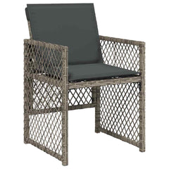 vidaXL 9 Piece Garden Dining Set with Cushions Grey Poly Rattan 4