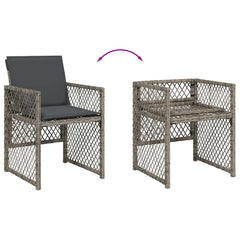 vidaXL 9 Piece Garden Dining Set with Cushions Grey Poly Rattan 6