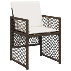 vidaXL 9 Piece Garden Dining Set with Cushions Brown Poly Rattan 4