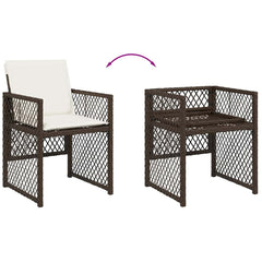 vidaXL 9 Piece Garden Dining Set with Cushions Brown Poly Rattan 6