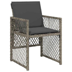 9 Piece Garden Dining Set with Cushions Poly Rattan Wood Grey 8