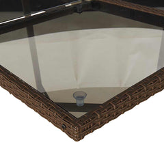 5 Piece Garden Dining Set with Cushions Poly Rattan Glass 4 pcs Brown and cream