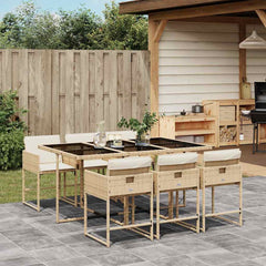 vidaXL 7 Piece Garden Dining Set with Cushions Beige Poly Rattan 1