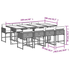 vidaXL 9 Piece Garden Dining Set with Cushions Black Poly Rattan 6