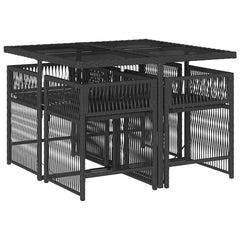 5 Piece Garden Dining Set with Cushions Poly Rattan 4 pcs Black