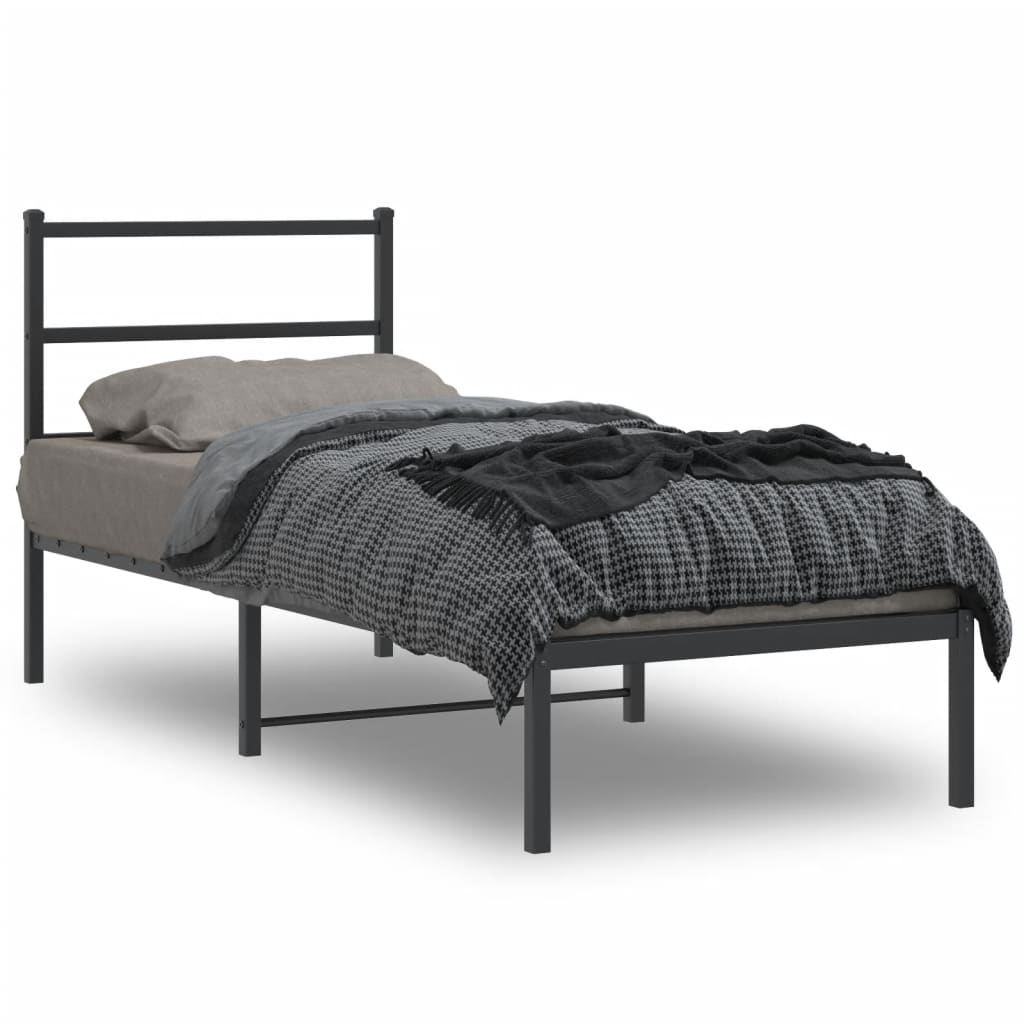 vidaXL Metal Bed Frame without Mattress with Headboard Black 80x200cm 1