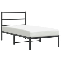 vidaXL Metal Bed Frame without Mattress with Headboard Black 90x190cm 2