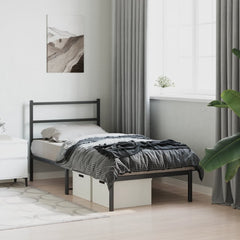 vidaXL Metal Bed Frame without Mattress with Headboard Black 90x190cm 4