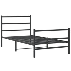 vidaXL Metal Bed Frame without Mattress with Footboard Black 107x203cm 3