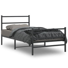 vidaXL Metal Bed Frame without Mattress with Footboard Black 107x203cm 1