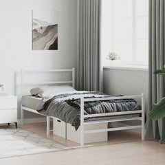 vidaXL Metal Bed Frame without Mattress with Footboard White 100x190cm 1