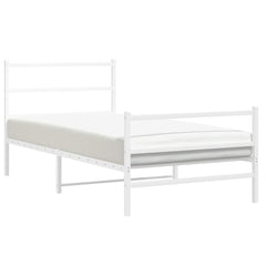 vidaXL Metal Bed Frame without Mattress with Footboard White 100x200cm 4