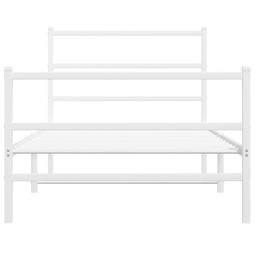 vidaXL Metal Bed Frame without Mattress with Footboard White 100x200cm 5