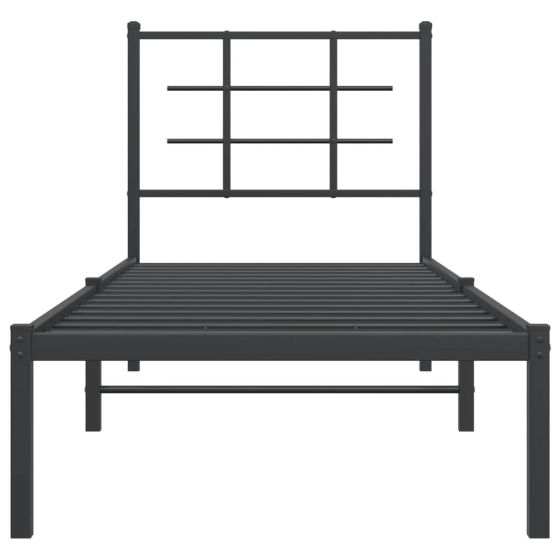 Metal Bed Frame with Headboard Black 75x190 cm Small Single