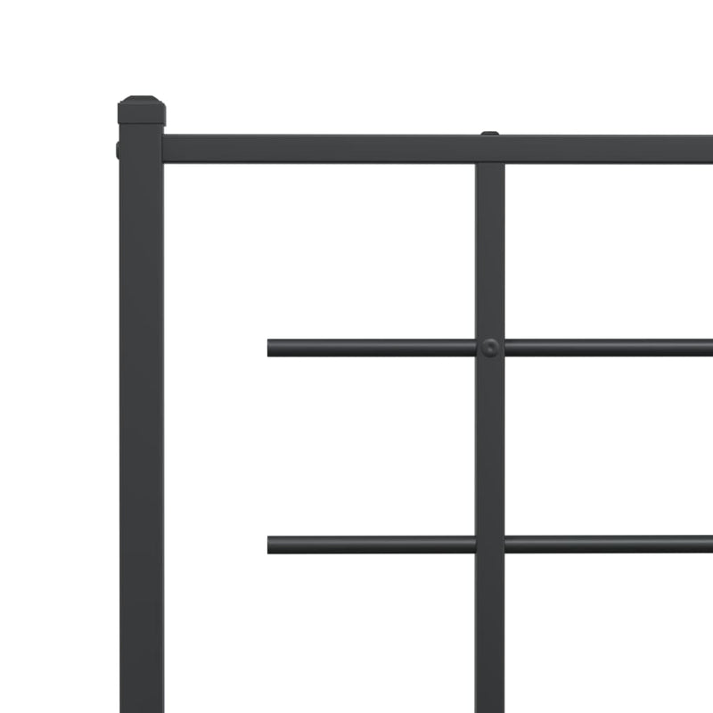 Metal Bed Frame with Headboard Black 75x190 cm Small Single