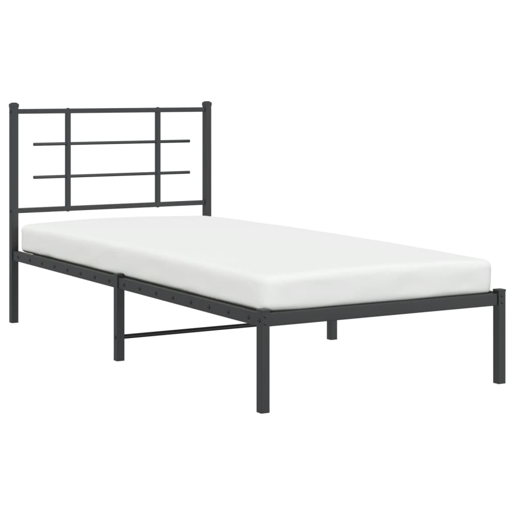 vidaXL Metal Bed Frame without Mattress with Headboard Black 90x190cm 4