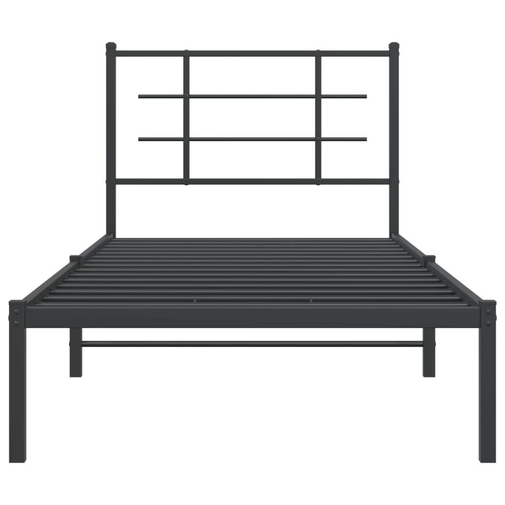 vidaXL Metal Bed Frame without Mattress with Headboard Black 90x190cm 5