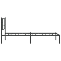 vidaXL Metal Bed Frame without Mattress with Headboard Black 90x190cm 6