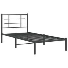 vidaXL Metal Bed Frame without Mattress with Headboard Black 90x200cm 3