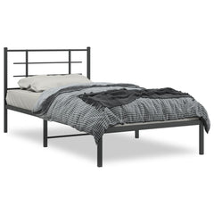 vidaXL Metal Bed Frame without Mattress with Headboard Black 107x203cm 2