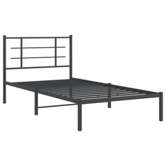 vidaXL Metal Bed Frame without Mattress with Headboard Black 107x203cm 3
