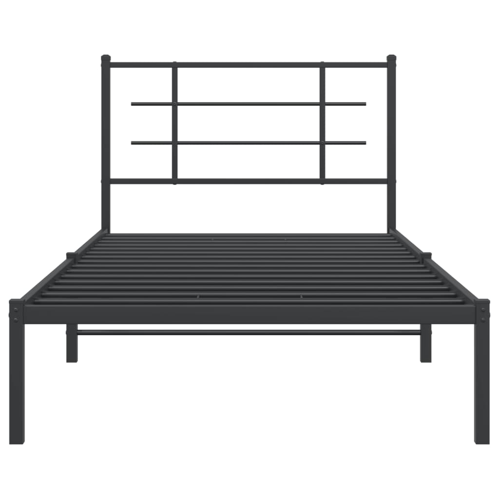 vidaXL Metal Bed Frame without Mattress with Headboard Black 107x203cm 5