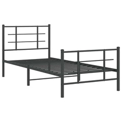 vidaXL Metal Bed Frame without Mattress with Footboard Black 90x200cm 3