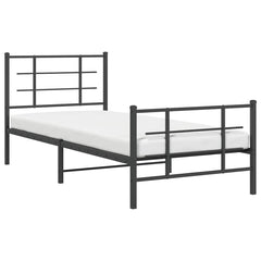 vidaXL Metal Bed Frame without Mattress with Footboard Black 90x200cm 4
