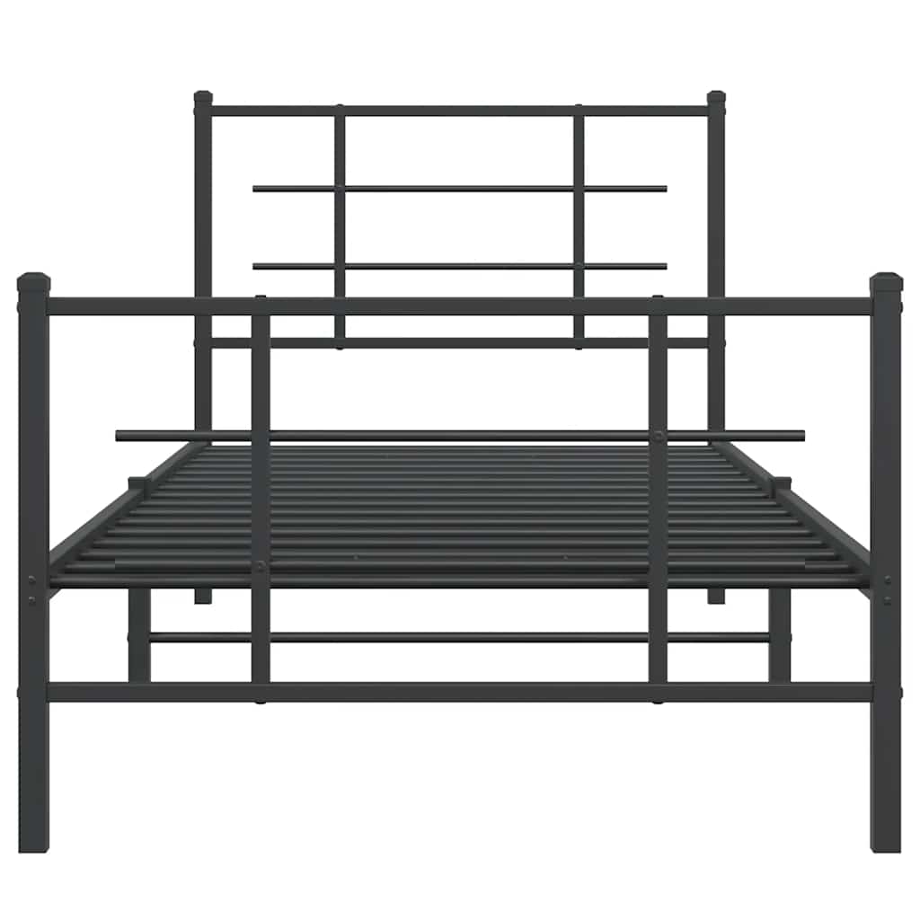 vidaXL Metal Bed Frame without Mattress with Footboard Black 90x200cm 5