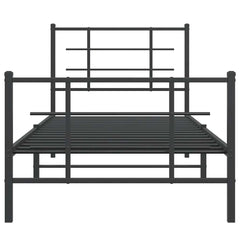 vidaXL Metal Bed Frame without Mattress with Footboard Black 90x200cm 5