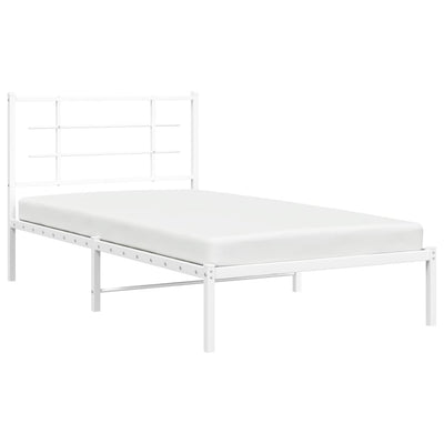 Metal Bed Frame with Headboard White 100x190 cm