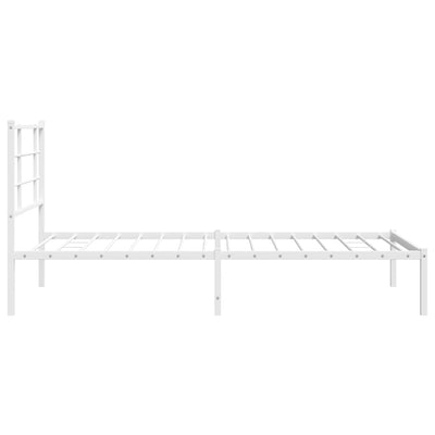 Metal Bed Frame with Headboard White 100x190 cm