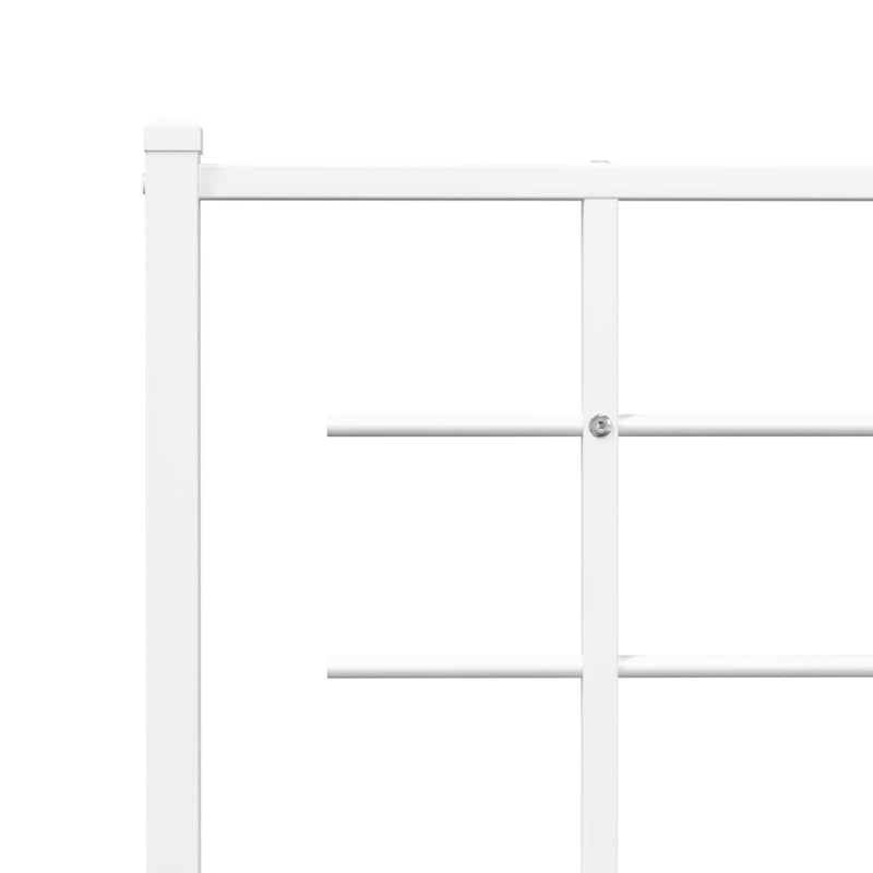 Metal Bed Frame with Headboard White 100x190 cm