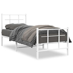vidaXL Metal Bed Frame without Mattress with Footboard White 75x190cm 2