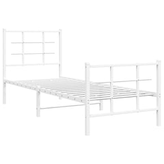 Metal Bed Frame without Mattress with Footboard With headboard & footboard White 75 cm