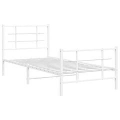 Metal Bed Frame without Mattress with Footboard With headboard & footboard White 90 cm